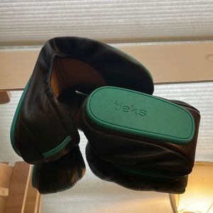 Tieks black leather ballet flats size 9